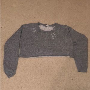 Cropped ripped sweatshirt